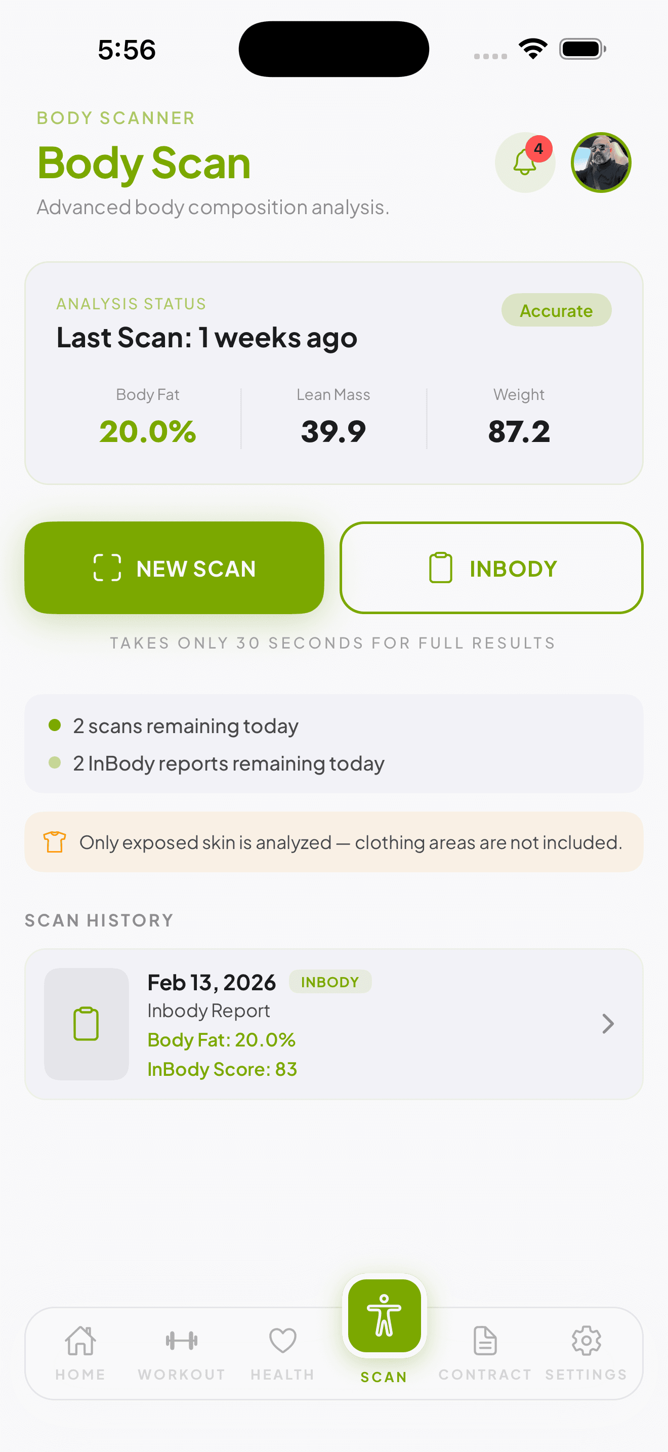 AI Body Scan — body composition analysis from a photo