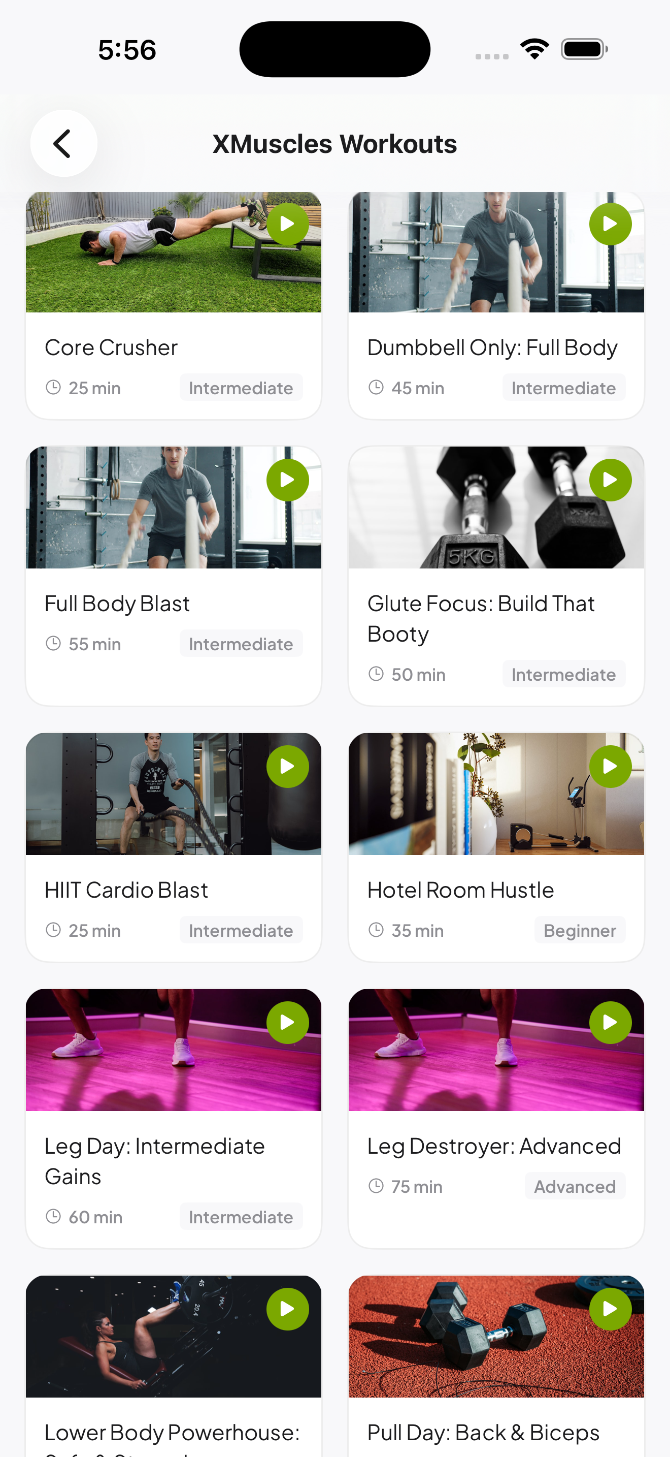 Workout Templates — browse 1000+ workouts by category